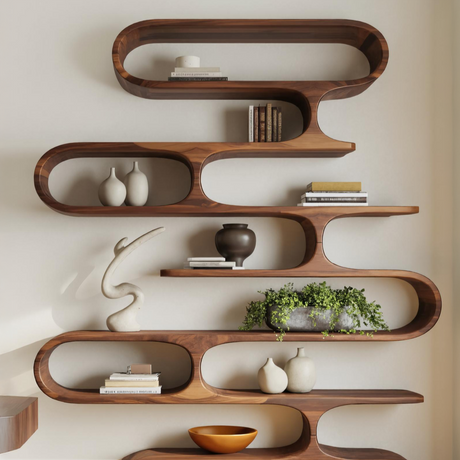 Organic Oval Bookshelf For Living Room Or Creative Studio