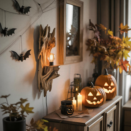 Artistic Halloween Driftwood Wall Light For Entryway Or Living Room