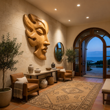 Handcrafted Wooden Face Wall Art With Sculptural Form For Interior