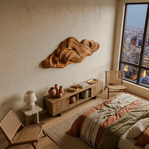 Minimalist Sculpture Cloud Wooden Wall Art For Apartment Living Room