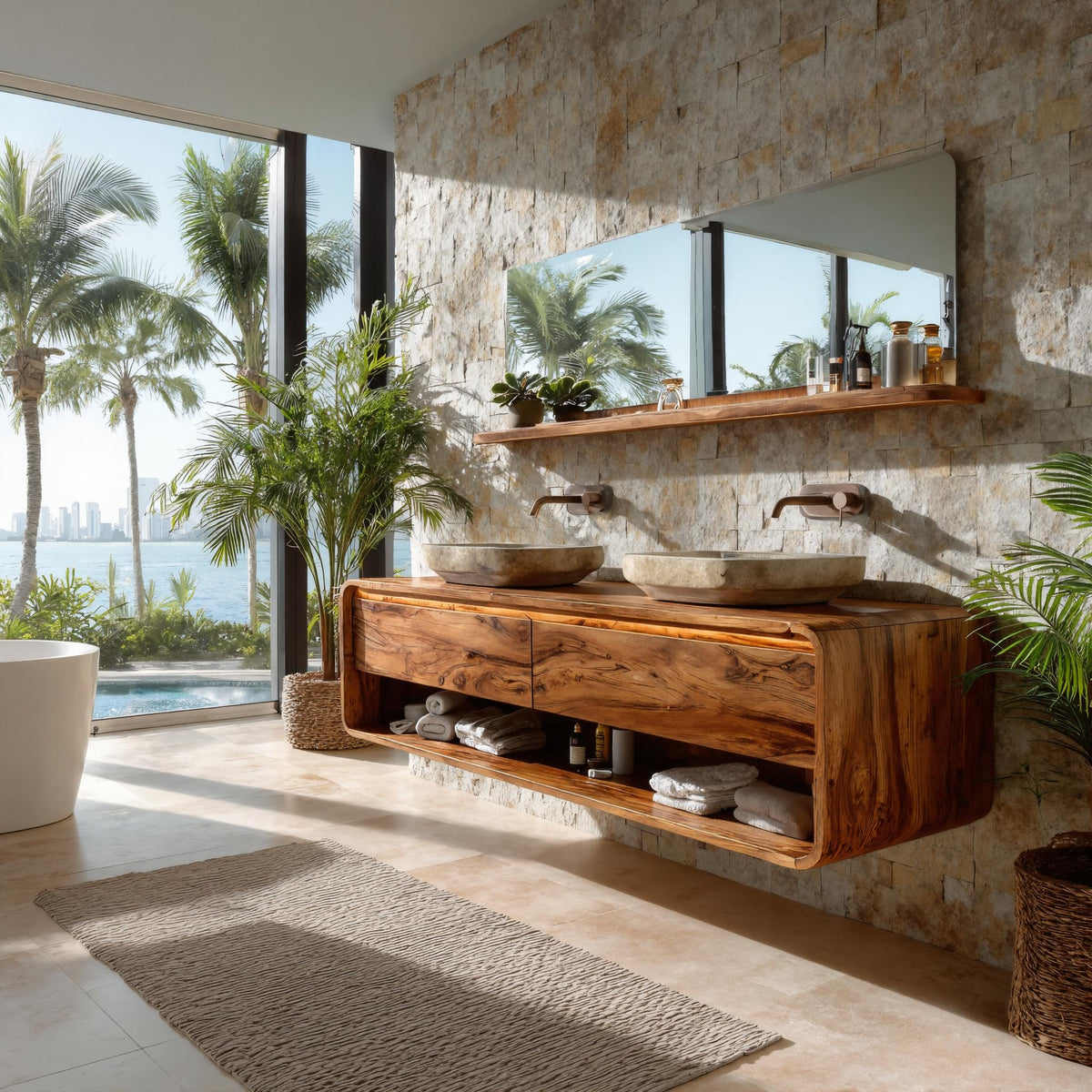 Minimalist Floating Wood Bathroom Vanity For Bathroom Areas – ET Woodcrafts