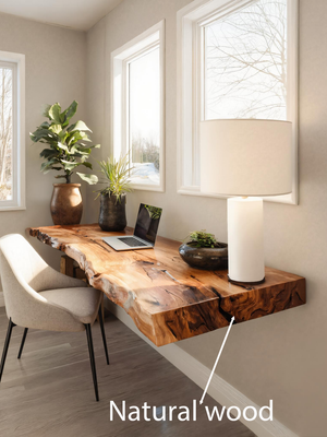 Modern Live Edge Floating Desk For Home Office Workspace