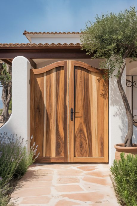 Curved Top Garden Gate Double Entry Door For Villa Courtyard