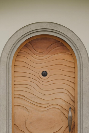 Modern Arched Front Door With Wave Pattern For Villa Or Architecture