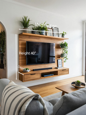 Modern Wall Mounted TV Stand With Drawers For Living Room