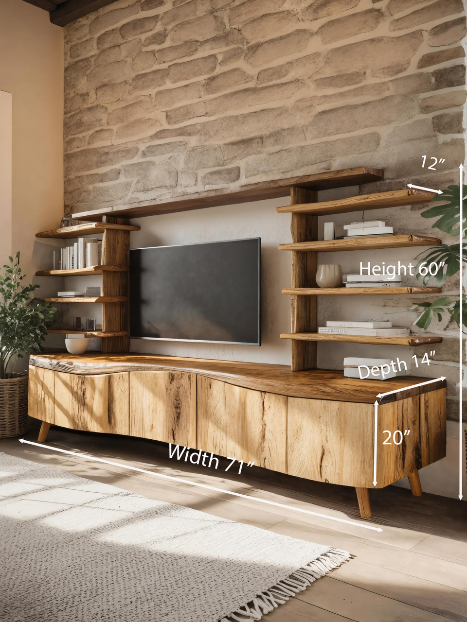Modern TV Stand With Sculpted Storage For Living Room
