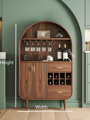 Arched Wine Cabinet With Storage For Dining Room