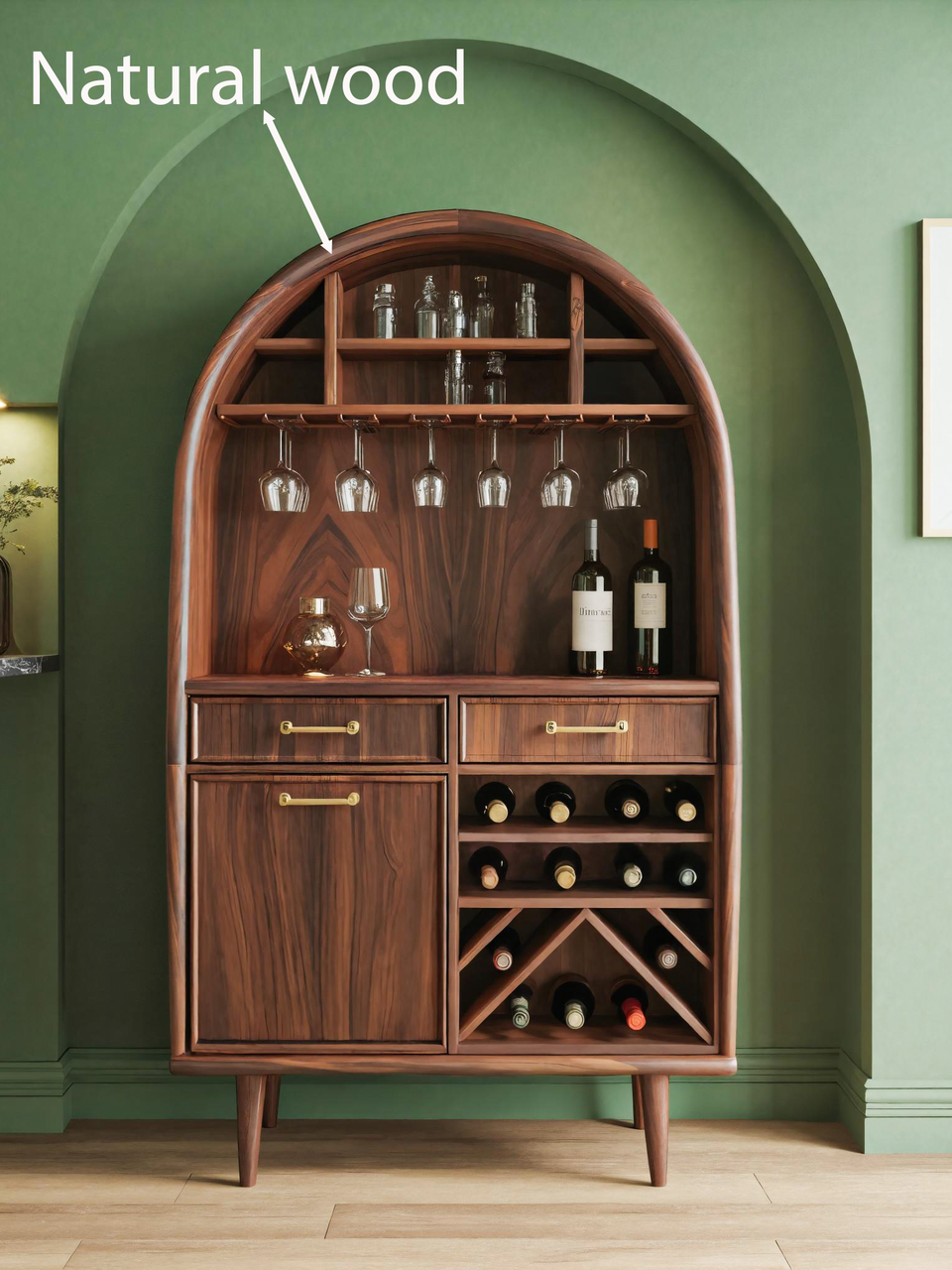 Modern Arched Wine Cabinet For Dining Room
