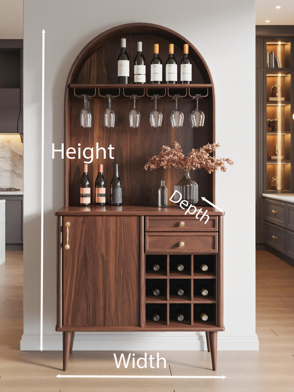 Classic Wine Cabinet With Storage For Dining Room