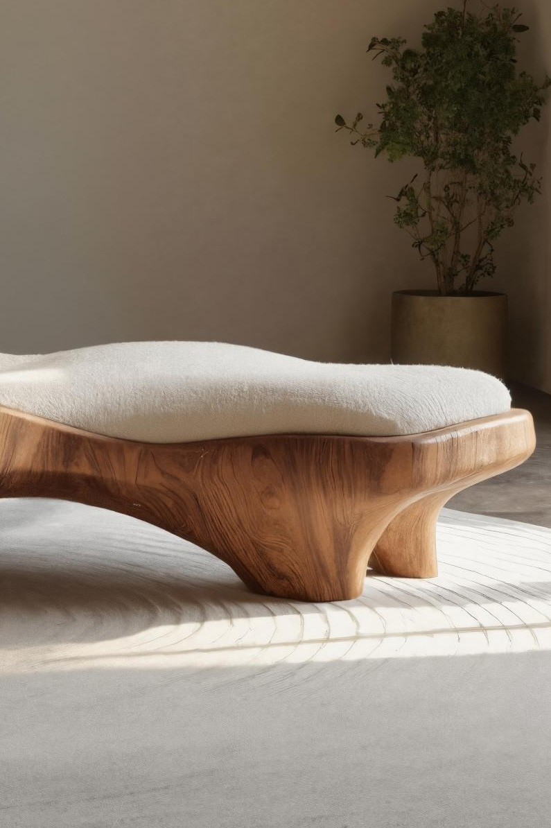 Modern Chaise Lounge With Curved Base For Living Room
