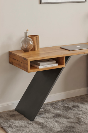 Modern Wood Desk With Storage Cabinet For Home Office Or Studio