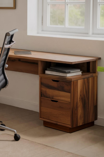 Modern L Shaped Desk With Drawers For Corner Workspace
