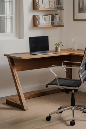 Modern L Shaped Desk With Drawers For Corner Workspace