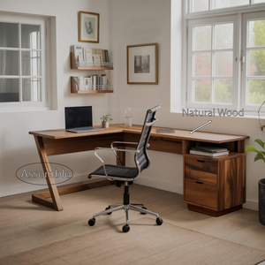Modern L Shaped Desk With Drawers For Corner Workspace