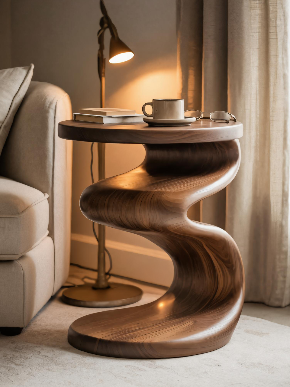 Modern Wave Side Table For Living Room Or Bedroom