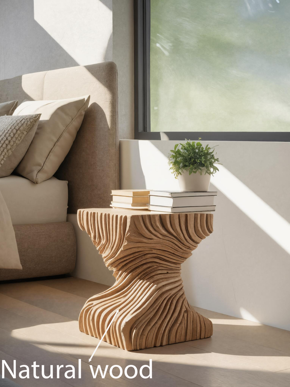 Modern Carved Side Table For Bedroom Or Living Room