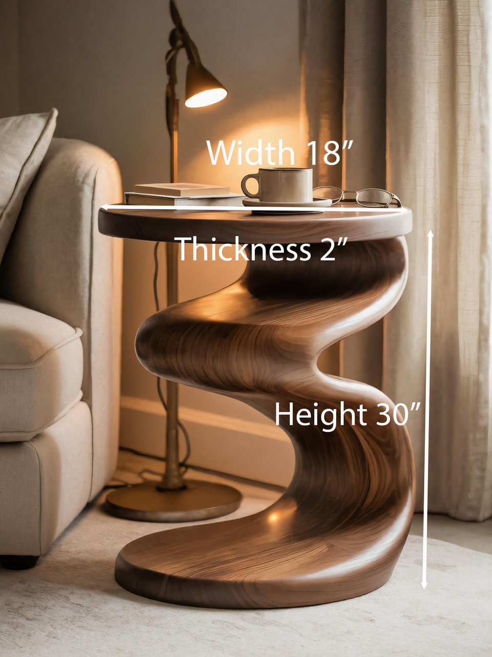 Modern Wave Side Table For Living Room Or Bedroom