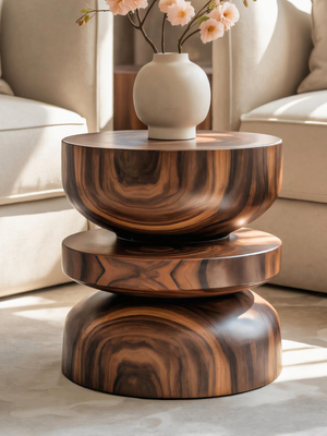 Sculptural Circular Side Table For Living Room Or Bedroom