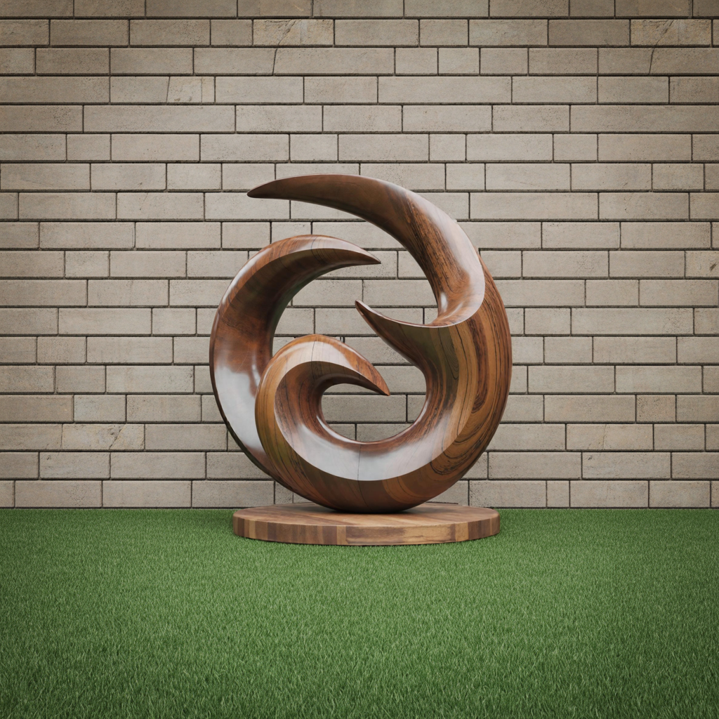 Farmhouse Abstract Wooden Sculpture For Living Room