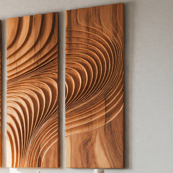 Large Carved Wood Wall Art Panel For Living Room Or Entryway Decor