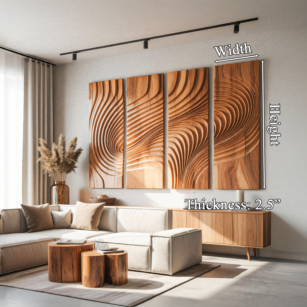 Large Carved Wood Wall Art Panel For Living Room Or Entryway Decor