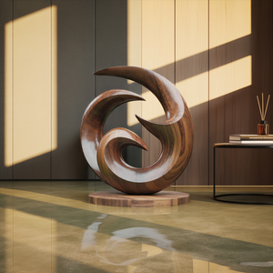 Farmhouse Abstract Wooden Sculpture For Living Room