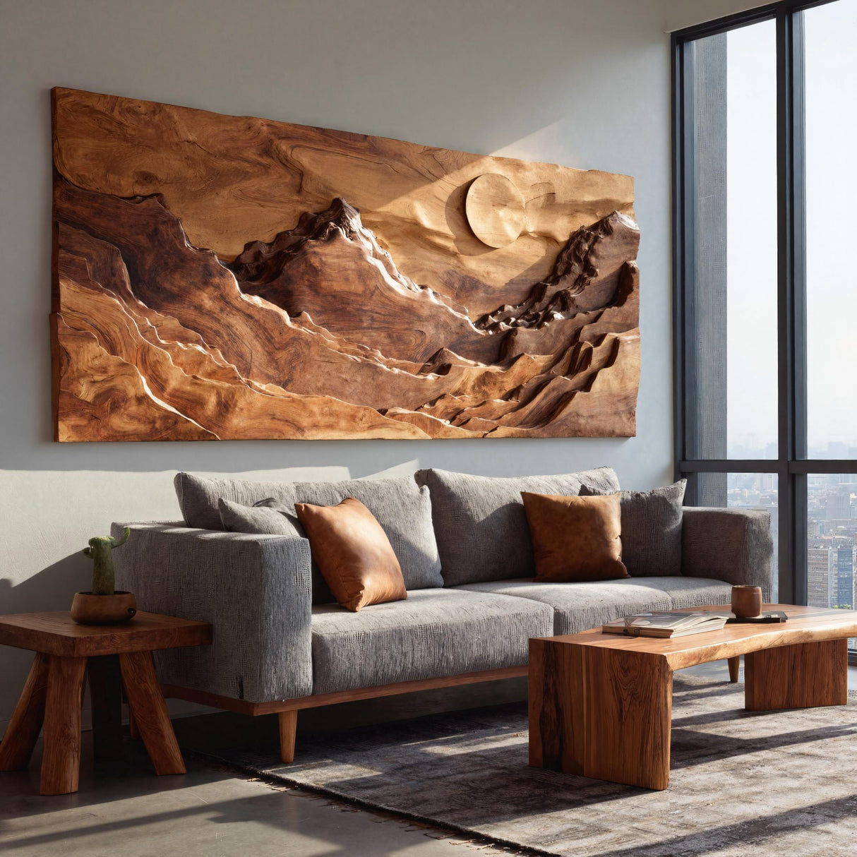 Panoramic Mountain Landscape Wooden Wall Art For Home Decor