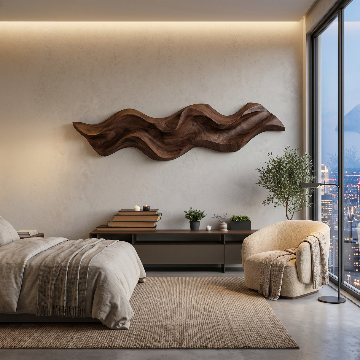 Organic Curved Wood Wall Art For Contemporary Home Decor
