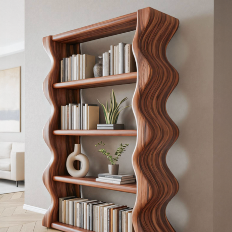 Modern Wave Bookshelf For Living Room Or Office