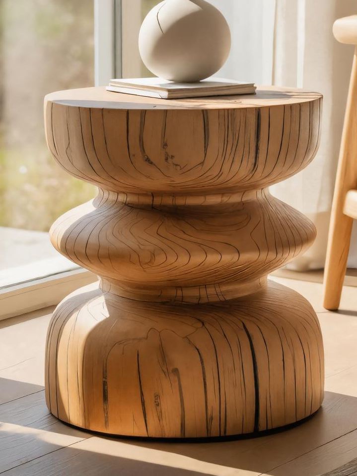 Minimalist Curved Side Table For Living Room Or Bedroom