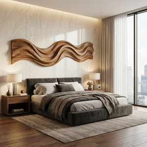 Modern Wooden Wall Art With Flowing Form For Living Space