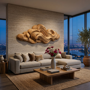 Minimalist Sculpture Cloud Wooden Wall Art For Apartment Living Room