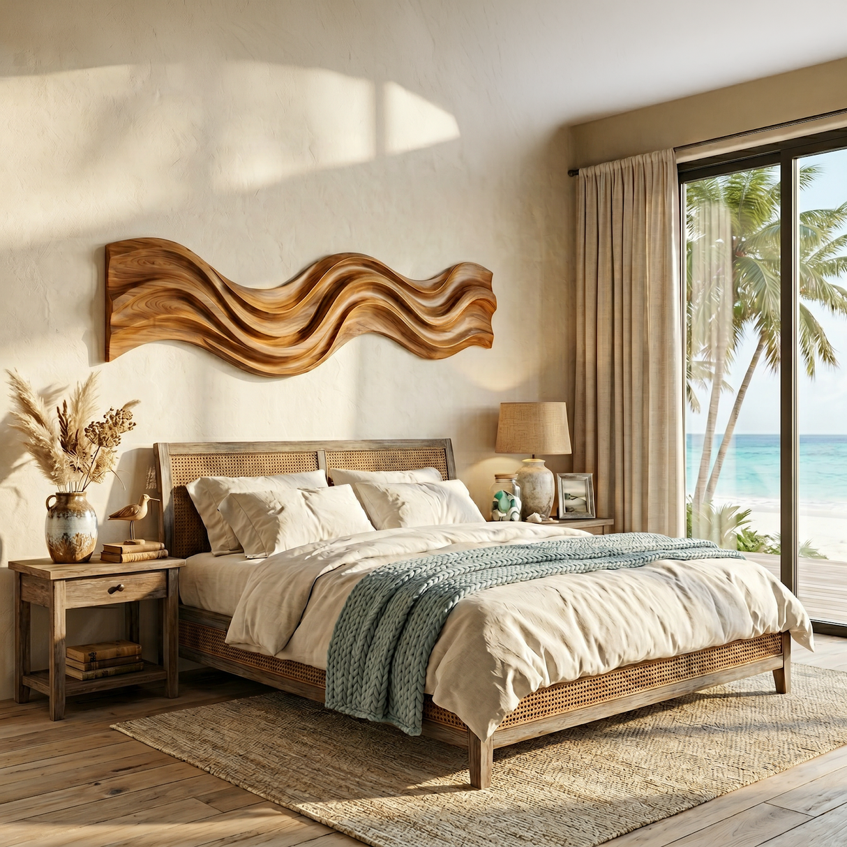 Modern Wooden Wall Art With Flowing Form For Living Space