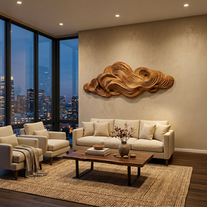 Minimalist Sculpture Cloud Wooden Wall Art For Apartment Living Room