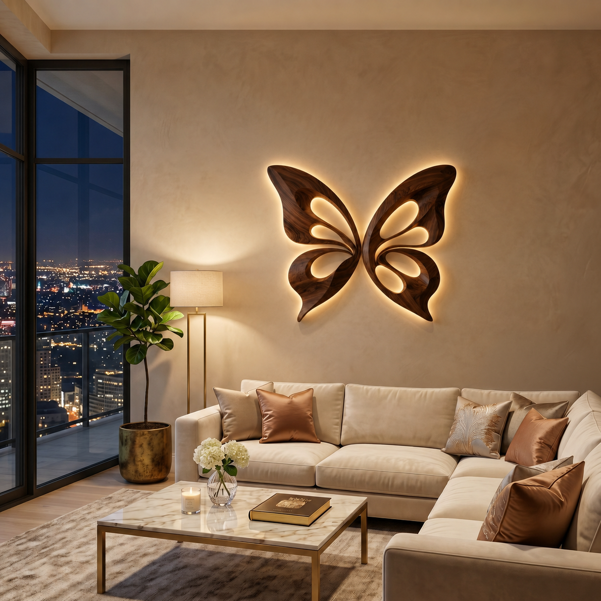 Modern Wooden Butterfly Wall Art Hand Carved For Living Decor
