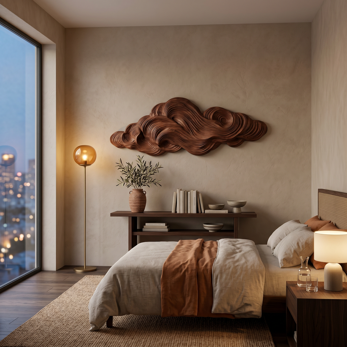 Minimalist Sculpture Cloud Wooden Wall Art For Apartment Living Room