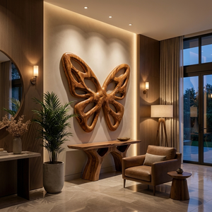 Elegant Abstract Butterfly Wooden Wall Art For Living Room Accent