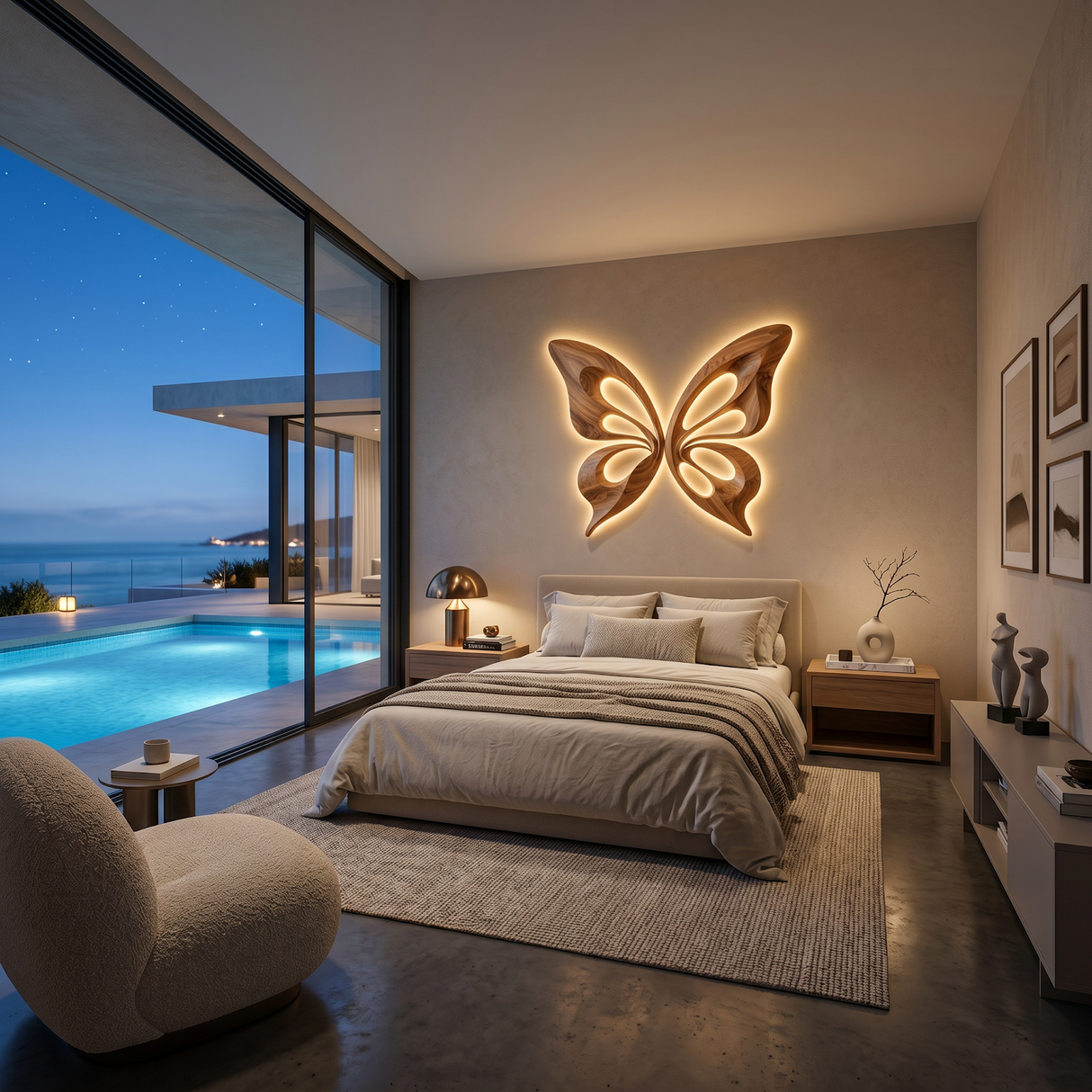 Modern Wooden Butterfly Wall Art Hand Carved For Living Decor