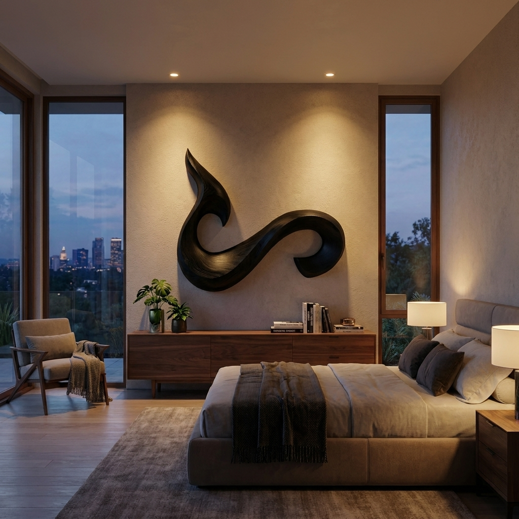 Modern Abstract Curved Wooden Wall Art For Living Room Decor
