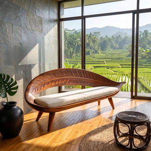 Modern Woven Leaf Shape Bench For Garden Interior Space