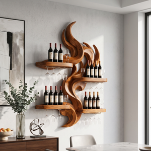 Mid Century Floating Wine Rack For Kitchen