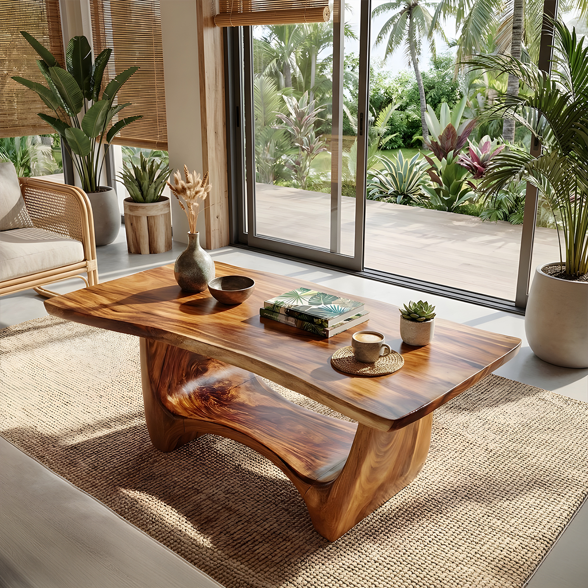 Handcrafted Solid Wood Low Coffee Table For Living Roomdecor