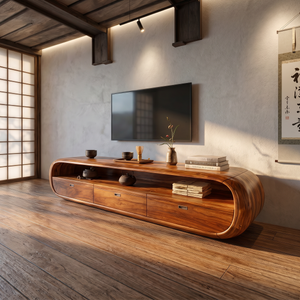 Japanese Zen TV Stand For Wabi Sabi Interior Design