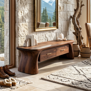 Minimalist Arched Base Bench For Foyer Interior Space