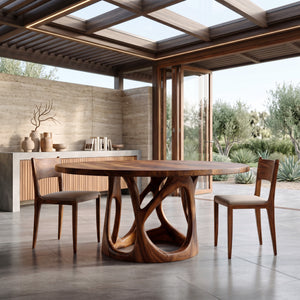 Organic Round Dining Table With Sculptural Leg For Dining Room