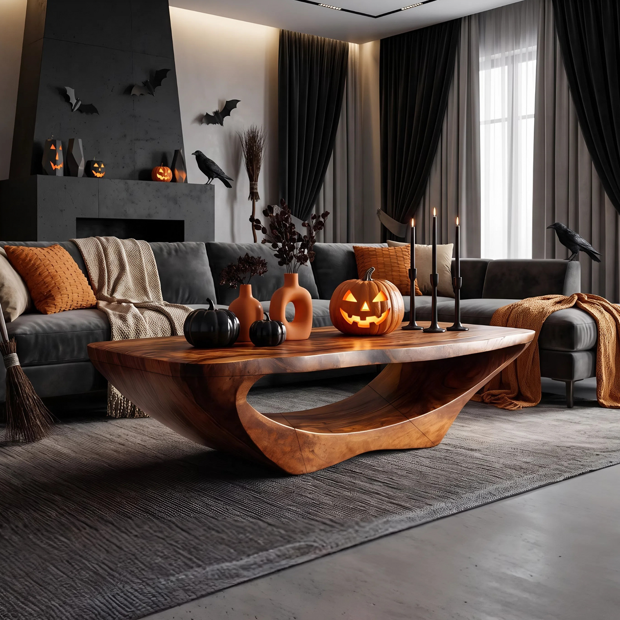 Farmhouse Live Edge Coffee Table Entryway Design Rustic Halloween