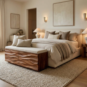 Modern Wave Storage Bench For Home Decor