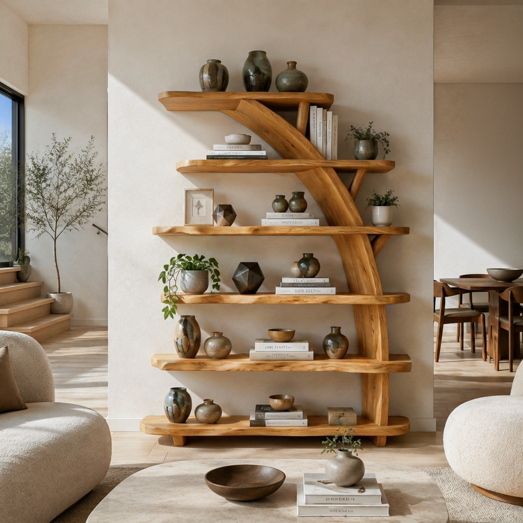 Contemporary Bookshelf Curved Tree For Luxury Home Office