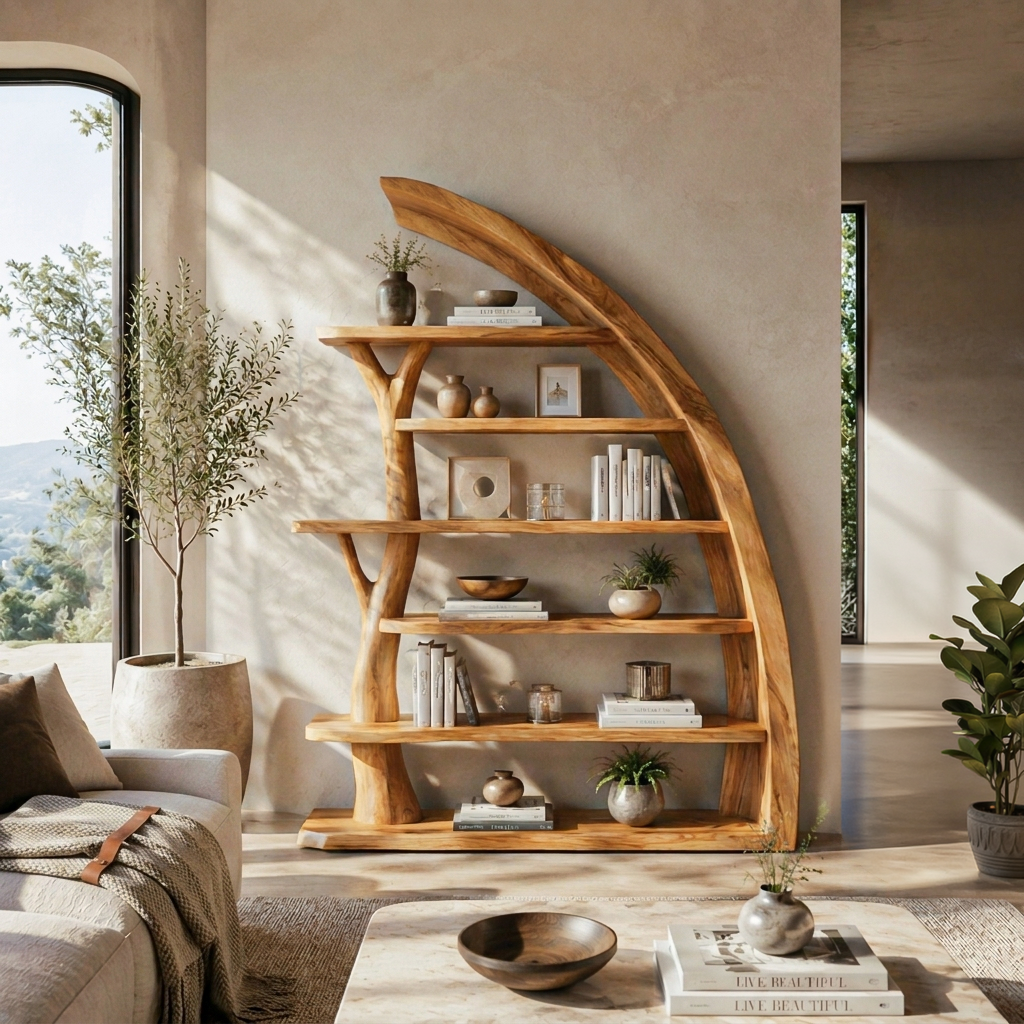 Modern Asymmetrical Tree Bookshelf Open For Contemporary Interior