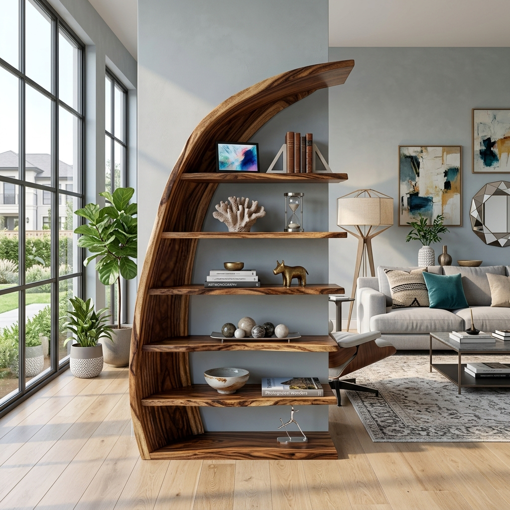 Organic Tree Open Bookshelf For Luxury Living Room